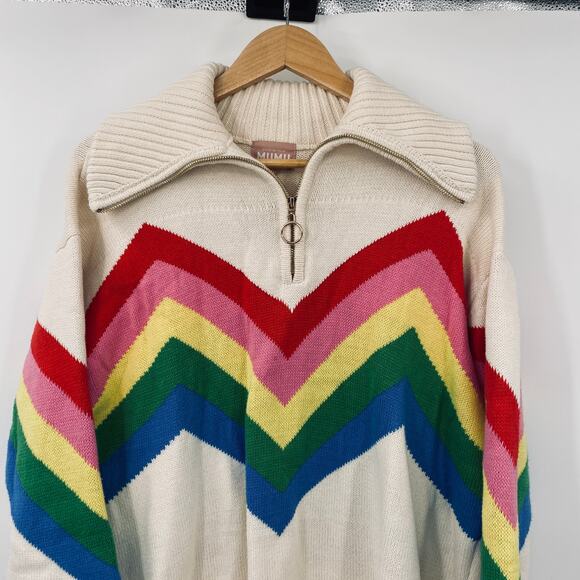 Show Me Your Mumu Rainbow Slope Weston Half Zip Pullover Sweater Knit Small - Picture 7 of 13